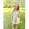 Arshiner Girls Summer Jumpsuits Tie Back Off Shoulder Short Sleeve One Piece Rompers Ruffle Smocked Casual Shorts Outfits(Light Green)