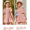 Arshiner Girls Summer Jumpsuits Tie Back Off Shoulder Short Sleeve One Piece Rompers Ruffle Smocked Casual Shorts Outfits(Pink)