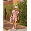Arshiner Girls Summer Jumpsuits Tie Back Off Shoulder Short Sleeve One Piece Rompers Ruffle Smocked Casual Shorts Outfits(Pink)