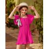 Arshiner Girls Summer Jumpsuits Tie Back Off Shoulder Short Sleeve One Piece Rompers Ruffle Smocked Casual Shorts Outfits(Rose Red)