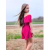Arshiner Girls Summer Jumpsuits Tie Back Off Shoulder Short Sleeve One Piece Rompers Ruffle Smocked Casual Shorts Outfits(Rose Red)
