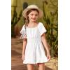 Arshiner Girls Summer Jumpsuits Tie Back Off Shoulder Short Sleeve One Piece Rompers Ruffle Smocked Casual Shorts Outfits(White)