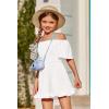 Arshiner Girls Summer Jumpsuits Tie Back Off Shoulder Short Sleeve One Piece Rompers Ruffle Smocked Casual Shorts Outfits(White)