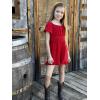 Arshiner Girls Summer Jumpsuits Tie Back Off Shoulder Short Sleeve One Piece Rompers Ruffle Smocked Casual Shorts Outfits(Wine Red)