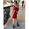 Arshiner Girls Summer Jumpsuits Tie Back Off Shoulder Short Sleeve One Piece Rompers Ruffle Smocked Casual Shorts Outfits(Wine Red)