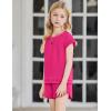 Arshiner Girls Summer Outfits 2 Piece Clothes Color Block Drop Shoulder Sleeve Top and Casual Short Sets Activewear(A-rose Red)
