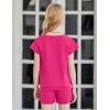 Arshiner Girls Summer Outfits 2 Piece Clothes Color Block Drop Shoulder Sleeve Top and Casual Short Sets Activewear(A-rose Red)
