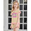Arshiner Girls Summer Outfits 2 Piece Clothes Color Block Drop Shoulder Sleeve Top and Casual Short Sets Activewear(Beige-floral)