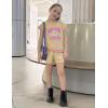 Arshiner Girls Summer Outfits 2 Piece Clothes Color Block Drop Shoulder Sleeve Top and Casual Short Sets Activewear(Beige-floral)