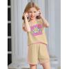 Arshiner Girls Summer Outfits 2 Piece Clothes Color Block Drop Shoulder Sleeve Top and Casual Short Sets Activewear(Beige-floral)