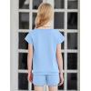 Arshiner Girls Summer Outfits 2 Piece Clothes Color Block Drop Shoulder Sleeve Top and Casual Short Sets Activewear(Blue)
