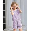 Arshiner Girls Summer Outfits 2 Piece Clothes Color Block Drop Shoulder Sleeve Top and Casual Short Sets Activewear(Purple-floral)