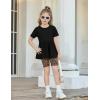 Arshiner Girls Summer Outfits Short Sleeve Ruffle Hem Top and Biker Shorts Set Girl Clothes 6-14 Years(Black Leopard)