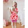 Arshiner Girls Summer Outfits Short Sleeve Ruffle Hem Top and Biker Shorts Set Girl Clothes 6-14 Years(Heart)