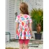 Arshiner Girls Summer Outfits Short Sleeve Ruffle Hem Top and Biker Shorts Set Girl Clothes 6-14 Years(Pink Floral)
