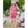 Arshiner Girls Summer Outfits Short Sleeve Ruffle Hem Top and Biker Shorts Set Girl Clothes 6-14 Years(Pink Tie Dye)