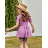 Arshiner Girls Summer Outfits Short Sleeve Ruffle Hem Top and Biker Shorts Set Girl Clothes 6-14 Years(Purple Floral)