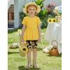 Arshiner Girls Summer Outfits Short Sleeve Ruffle Hem Top and Biker Shorts Set Girl Clothes 6-14 Years(Sunflower)
