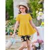 Arshiner Girls Summer Outfits Short Sleeve Ruffle Hem Top and Biker Shorts Set Girl Clothes 6-14 Years(Sunflower)