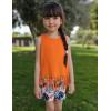 Arshiner Girls Summer Outfits Sleeveless Fringe Tank Top and Elastic Waist Pocketed Shorts Set Girl Clothes 6-14 Years(Orange Floral)