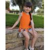 Arshiner Girls Summer Outfits Sleeveless Fringe Tank Top and Elastic Waist Pocketed Shorts Set Girl Clothes 6-14 Years(Orange Floral)