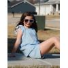 Arshiner Girls Summer Shorts Sets Cap Sleeve Top and Elastic Waist Pocketed Shorts Outfit 2 Piece Clothing Set(Blue)
