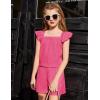 Arshiner Girls Summer Shorts Sets Cap Sleeve Top and Elastic Waist Pocketed Shorts Outfit 2 Piece Clothing Set(Hot Pink)