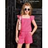 Arshiner Girls Summer Shorts Sets Cap Sleeve Top and Elastic Waist Pocketed Shorts Outfit 2 Piece Clothing Set(Hot Pink)