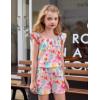 Arshiner Girls Summer Shorts Sets Cap Sleeve Top and Elastic Waist Pocketed Shorts Outfit 2 Piece Clothing Set(Muticolor Floral)