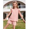 Arshiner Girls Summer Shorts Sets Cap Sleeve Top and Elastic Waist Pocketed Shorts Outfit 2 Piece Clothing Set(Pink)