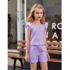 Arshiner Girls Summer Shorts Sets Cap Sleeve Top and Elastic Waist Pocketed Shorts Outfit 2 Piece Clothing Set(Purple)