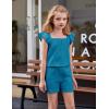 Arshiner Girls Summer Shorts Sets Cap Sleeve Top and Elastic Waist Pocketed Shorts Outfit 2 Piece Clothing Set(Turquoise)