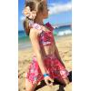 Arshiner Girls Swimsuit 3 Piece Bathing Suits Cute Bikini Tankini Sets Teen Ruffle Swimwear with Cover Up Skirt(Flowers-red)