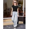 Arshiner Girls T Shirts Cap Sleeves Casual Summer Tops Crewneck Tank Loose Fit Fashion Blouse Tee(Black)