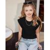 Arshiner Girls T Shirts Cap Sleeves Casual Summer Tops Crewneck Tank Loose Fit Fashion Blouse Tee(Black)