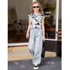 Arshiner Girls T Shirts Cap Sleeves Casual Summer Tops Crewneck Tank Loose Fit Fashion Blouse Tee(Black&white Tie Dye)