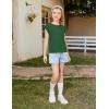 Arshiner Girls T Shirts Cap Sleeves Casual Summer Tops Crewneck Tank Loose Fit Fashion Blouse Tee(Green)