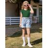 Arshiner Girls T Shirts Cap Sleeves Casual Summer Tops Crewneck Tank Loose Fit Fashion Blouse Tee(Green)