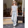 Arshiner Girls T Shirts Cap Sleeves Casual Summer Tops Crewneck Tank Loose Fit Fashion Blouse Tee(Navy Blue Stripe)