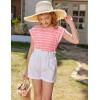 Arshiner Girls T Shirts Cap Sleeves Casual Summer Tops Crewneck Tank Loose Fit Fashion Blouse Tee(Pink&white Stripe)