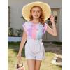 Arshiner Girls T Shirts Cap Sleeves Casual Summer Tops Crewneck Tank Loose Fit Fashion Blouse Tee(Tie Dye Purple)