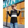 Arshiner Kids Boys Henley Shirts Cotton Long Sleeve Crewneck T-Shirts Color Block Tee Tops 3-12 Years(Black)