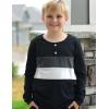 Arshiner Kids Boys Henley Shirts Cotton Long Sleeve Crewneck T-Shirts Color Block Tee Tops 3-12 Years(Black)