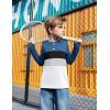 Arshiner Kids Boys Henley Shirts Cotton Long Sleeve Crewneck T-Shirts Color Block Tee Tops 3-12 Years(Dark Blue)