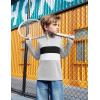 Arshiner Kids Boys Henley Shirts Cotton Long Sleeve Crewneck T-Shirts Color Block Tee Tops 3-12 Years(Light Grey)