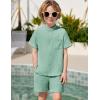 Arshiner Toddler Boys 2 Piece Set Short Sleeve Button Down Shirt and Shorts Vacation Texture Outfits with Pocket 2-8 Years(Green)