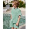 Arshiner Toddler Boys 2 Piece Set Short Sleeve Button Down Shirt and Shorts Vacation Texture Outfits with Pocket 2-8 Years(Green)