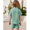 Arshiner Toddler Boys 2 Piece Set Short Sleeve Button Down Shirt and Shorts Vacation Texture Outfits with Pocket 2-8 Years(Green)