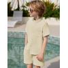 Arshiner Toddler Boys 2 Piece Set Short Sleeve Button Down Shirt and Shorts Vacation Texture Outfits with Pocket 2-8 Years(Light Khaki)