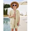 Arshiner Toddler Boys 2 Piece Set Short Sleeve Button Down Shirt and Shorts Vacation Texture Outfits with Pocket 2-8 Years(Light Khaki)